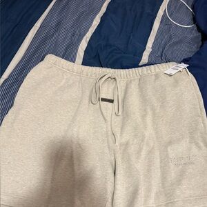 Fear of God Essentials Men's Heather Stone Gray classyDrawstring Athletic Shorts